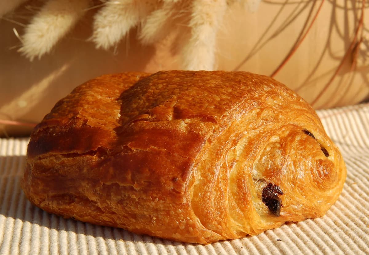 Pain au chocolat, laminated by hand